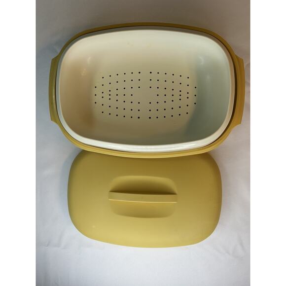Vintage Tupperware Lot Veg/Rice Steamer & Steam-N-Store Bowl Harvest Gold - Picture 5 of 14